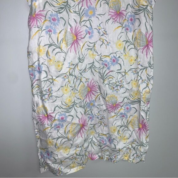 Joie Dress Size Extra Small White Floral Linen Short Frilly Sleeve Oversized NWT - Picture 4 of 9